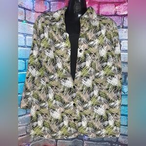 Stylish Green and Black Button Down Women's Top W/built In Cami 2X